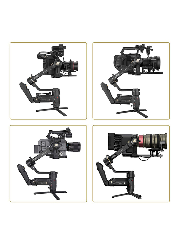 زيون كرين -3إس مثبت جيمبال محمول باليد ذو 3 محاور لكاميرات DSLRS وكاميرات السينما ، أسود