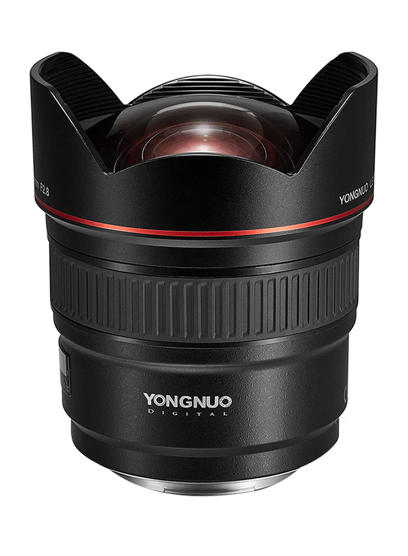 يونغنو YN14mm F2.8 عدسة رئيسية بزاوية عريضة للغاية / تركيز يدوي 114 درجة زاوية قطرية لكاميرا كانون DSLR ، أسود