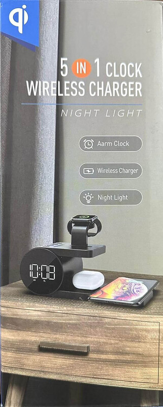 Microdia 5-in-1 SnapChrono Trio Wireless Charging Station with Alarm Clock, Black