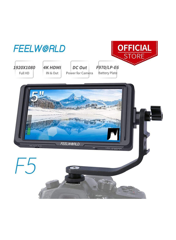 Feelworld F5 5-inch On Camera Field Monitor for DSLR Cameras, Black