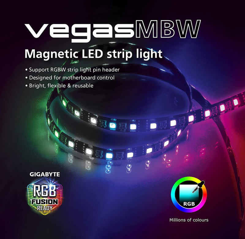أكاسا فيغاس MBW شريط إضاءة LED مغناطيسي RGB من 9 قطع ، بخمس رؤوس ، 50 سم ، متعدد الألوان