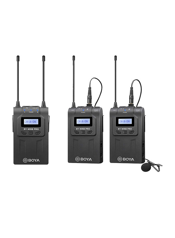 

Boya BY-WM8 Pro-K2 UHF Dual-Channel Wireless Microphone System Receiver Transmitter A Transmitter B with LCD Display Screen for Canon/Nikon/Sony/DSLR