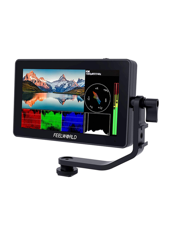 Feelworld F6 Plus 5.5-inch Camera Field Touch Screen Monitor for DSLR Cameras, Black