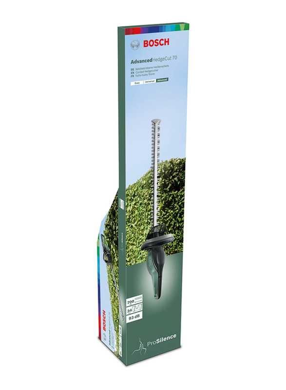 Bosch Advanced Hedge Cut 70 Hedge Trimmer, 500W, 70cm Blade, 34mm Tooth Opening, Green/Black