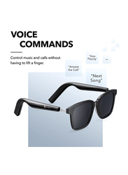 Anker Soundcore Polarized Square Full-Rim Black Frames, Grey Lens, Landmark Bluetooth Audio Smart Glasses with 4 Speakers