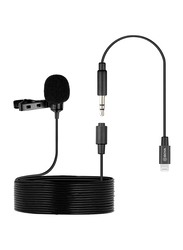 Boya By-M2 Clip-on Lavalier Lightning Microphone for iOS Tablet iPhone 8/10/11/X iPhone 12 Pro, Black