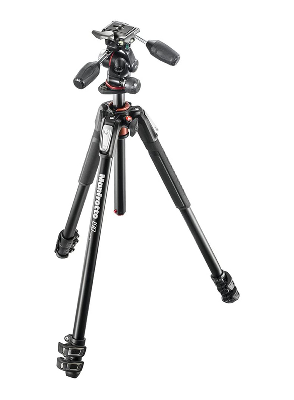 Manfrotto 190 Aluminum 3 Section Tripod with Head, MK190XPRO3, Black