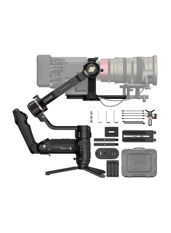 زيون كرين -3إس مثبت جيمبال محمول باليد ذو 3 محاور لكاميرات DSLRS وكاميرات السينما ، أسود