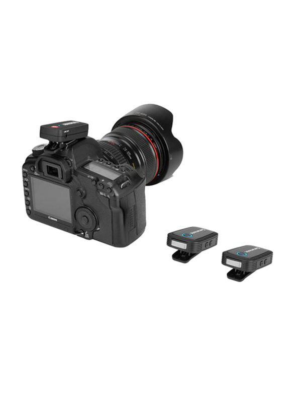 سارامونيك بلينك 500 B2 نظام ميكروفون لاسلكي بمشبك لشخصين صغير للغاية مع لافالير s وجهاز استقبال مزدوج للهواتف المحمولة / DSLRs / كاميرات الفيديو ، أسود