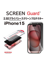 Microdia Apple iPhone 15 ScreenGuard Ultra Privacy Tempered Glass Screen Protector with Dust-Proof Speaker Protection, Black