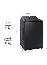 Samsung 18Kg Fully Automatic Top Load Washing Machine with Hygiene Steam, WA18A8376GV/GU, Black
