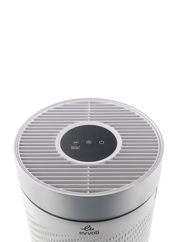 Evvoli Low Noise Air Purifier with True HEPA Filter and UV Technology, Filter Replacement, White