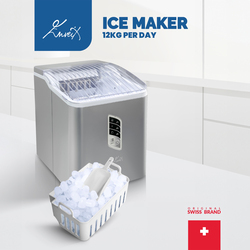 Enveix Automatic Ice Maker, 9 Cubes Ready in 6 Mins, 12Kg In 24 Hours, Self- Cleaning, Two Size Ice Cube, LED Control Panel, Scoop Included