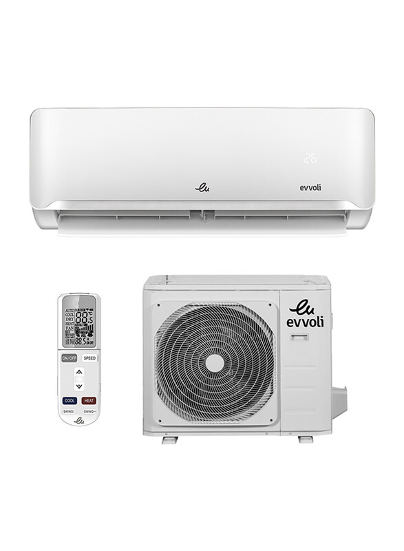 Evvoli 18000 BTU Split Air Conditioner with Piston Compressor, 1.5 Ton, EVPIS-18K-MD-1, White