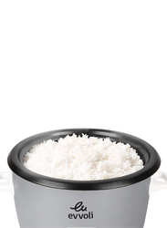 إيفولي جهاز طبخ الأرز مع قدر بخار سعة 1.8 لتر 2 في 1، 700 واط، EVKA-RC4501S، فضي