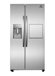 Evvoli 650 Litres Side by Side Refrigerator with Ice Maker, Water Dispenser and Digital Inverter Technology, EVRFH-S532HSS, Silver