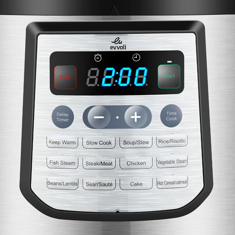 evvoli 12-in-1 Multi-Use Programmable Pressure Cooker Digital LED Display 8 L 1200 W EVKA-PC8012S