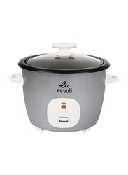 إيفولي جهاز طبخ الأرز مع قدر بخار سعة 1.8 لتر 2 في 1، 700 واط، EVKA-RC4501S، فضي