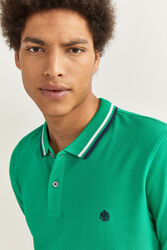 Springfield Short Sleeve Slim Fit Tipped Polo Shirt for Men, Extra Small, Green