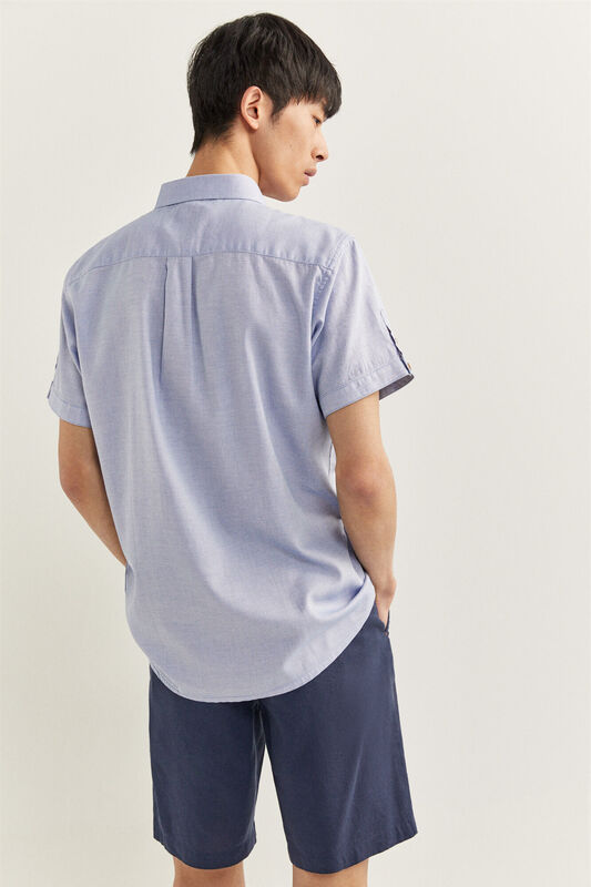 Springfield Short Sleeve Dobby Shirt for Men, Medium, Light Blue