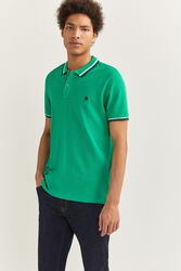 Springfield Short Sleeve Slim Fit Tipped Polo Shirt for Men, Extra Small, Green