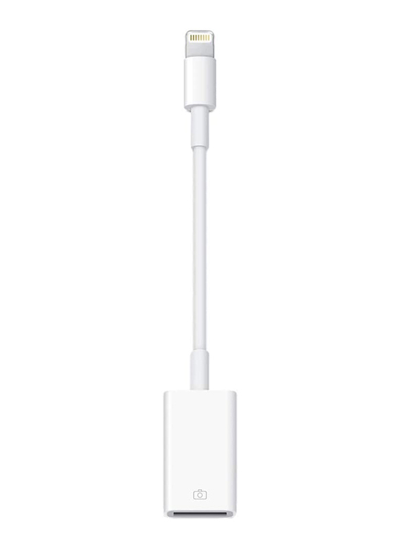 Apple USB Camera Adapter, Lightning Male to USB Type A for Apple Devices, White