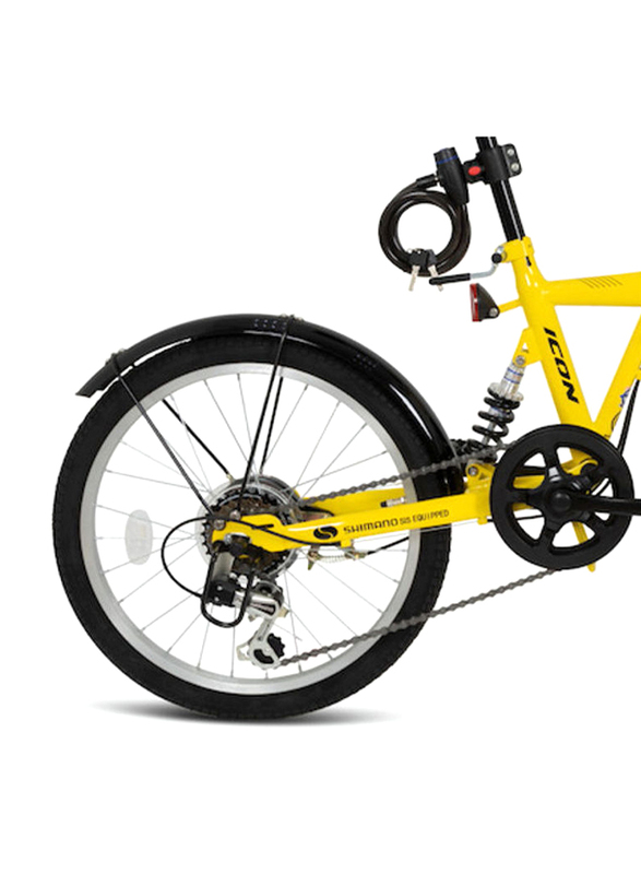 Mogoo Folding Bike with Lock & Head Light, 20 Inch, Yellow
