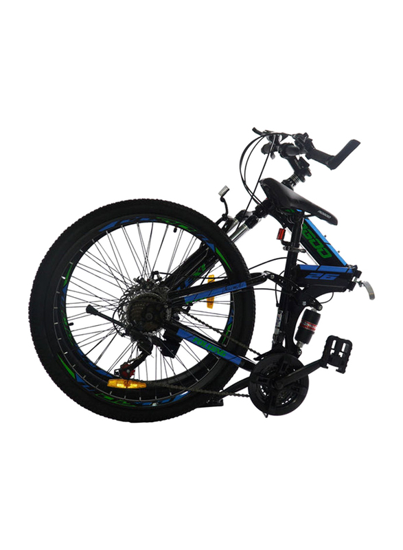 Mogoo Flexi Folding Mountain Bike, 26 Inch, Medium, Black/Blue/Green