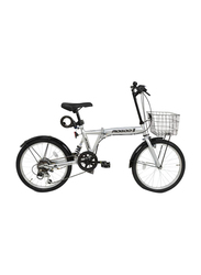 Mogoo Folding Bike with Lock & Head Light, 20 Inch, Silver