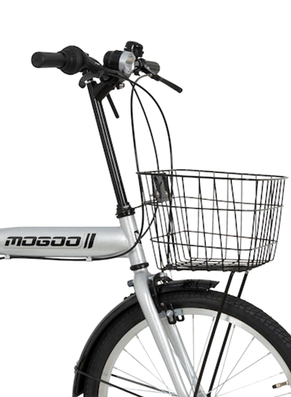 Mogoo Folding Bike with Lock & Head Light, 20 Inch, Silver