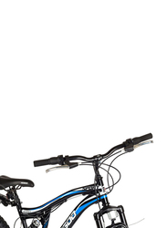 Mogoo Journey 21 Speed Dual Suspension Mountain Bike, 26 Inch, Medium, Black/Blue/White