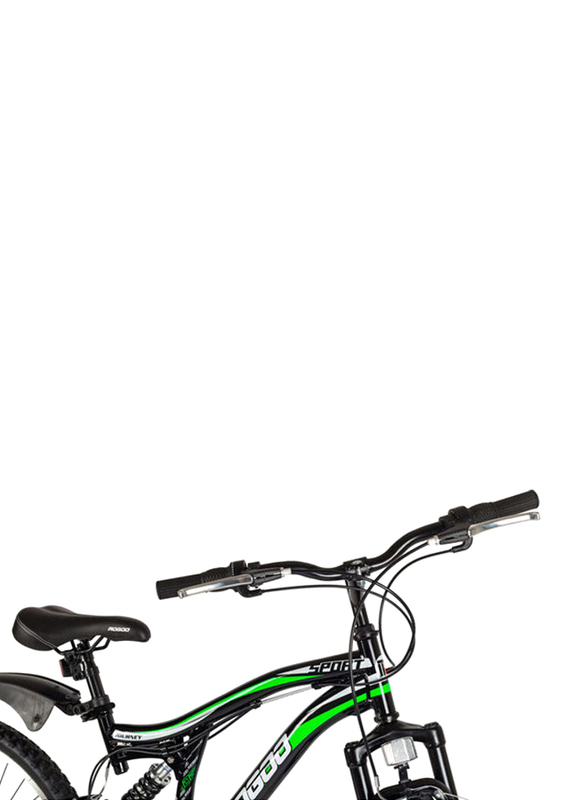 Mogoo Journey 21 Speed Dual Suspension Mountain Bike, 26 Inch, Medium, Black/Green/White
