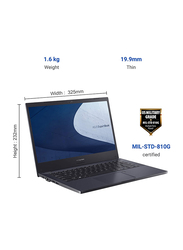 Asus ExpertBook P2 Notebook Laptop, 14" FHD Display, Intel Core i5-10210U 10th Gen 1.6GHz, 1TB HDD, 8GB RAM, 2GB NVidia MX110 Graphics, EN-AR KB, FreeDOS, P2451FB-EK0589, Black