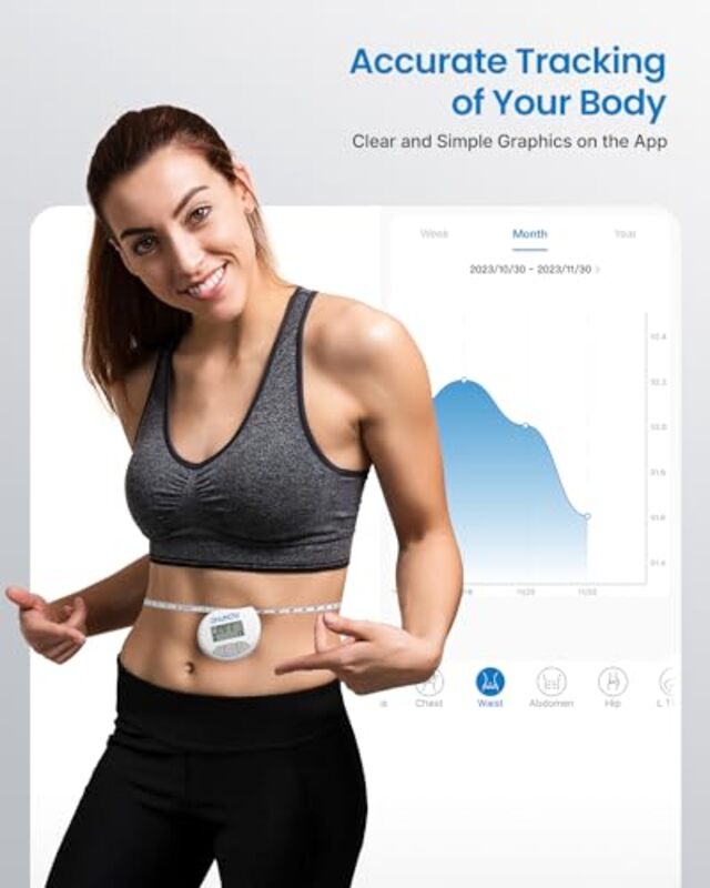 Smart Tape Measure Body with App - RENPHO Bluetooth Measuring Tapes for Body Measuring, Weight Loss, Muscle Gain, Fitness Bodybuilding, Retractable, Measures Body Part Circumferences, Inches & cm