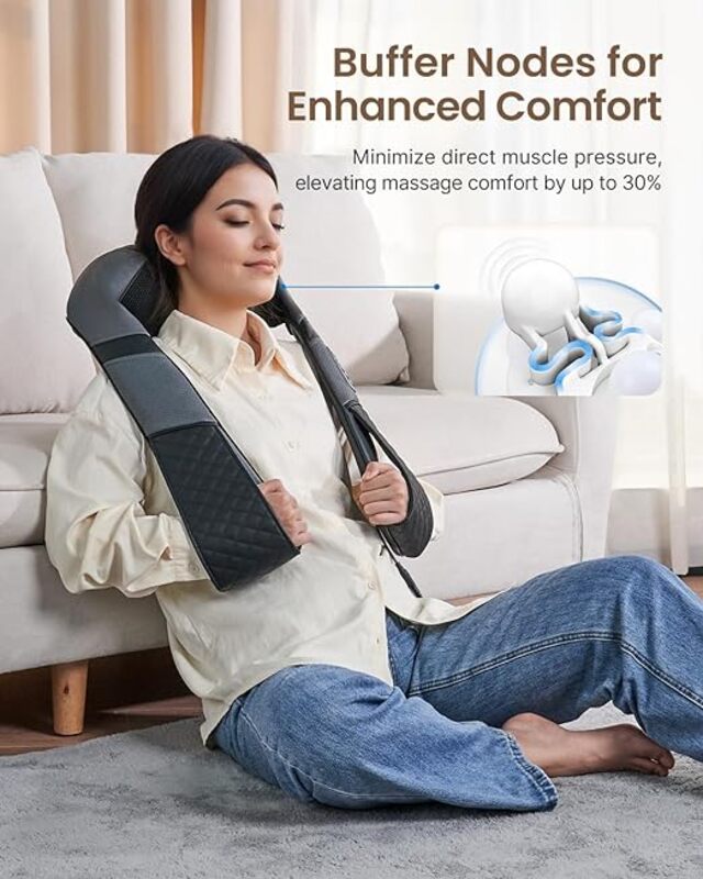 RENPHO Back Neck Massager with Heat, Shiatsu Shoulder Massager with Electric Deep Tissue Kneading Massage, Pain Relief on Neck, Back, Shoulder, Waist, Leg, Calf - Use at Home, Car and Office