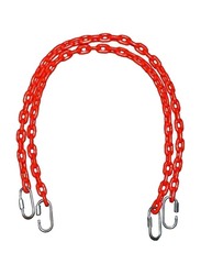 RBWTOYS Metal Coloured Coated Chain with Metal Hooks Set for Kids, 1.5-Meter, RW13135, Red, Ages 2+