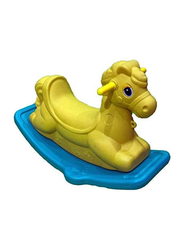 Rainbow Toys Rocking Horse Colorful Ride On Rocker, Yellow/Blue, Ages 2+