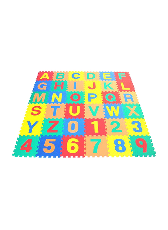 Rainbow Toys 36-Piece Set Number and Alphabet Puzzles Foam Play Mat, Multicolor