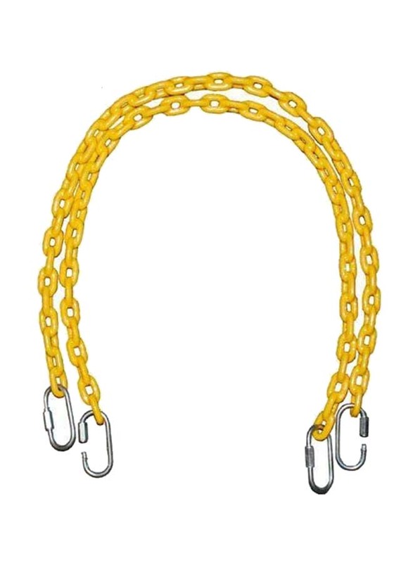 RBWTOYS Metal Coloured Coated Chain with Metal Hooks Set for Kids, 1.5-Meter, RW13135, Yellow, Ages 2+