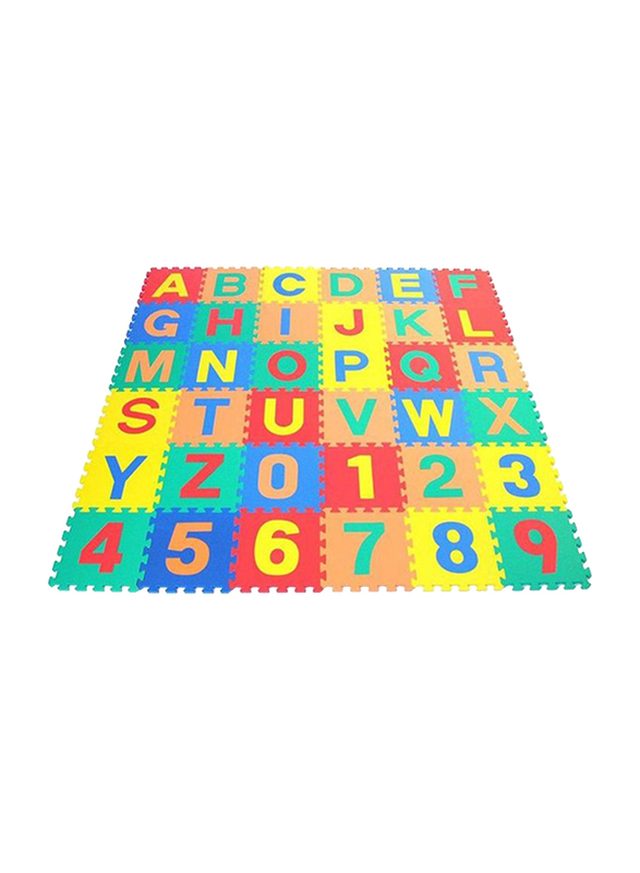 Rainbow Toys 36-Piece Number and Alphabets Puzzle Foam Mat Set, Multicolor