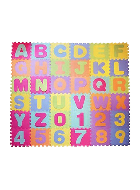 Rainbow Toys 36-Piece Alphabet & Numbers Puzzle Mat, 30 x 30cm, Multicolor