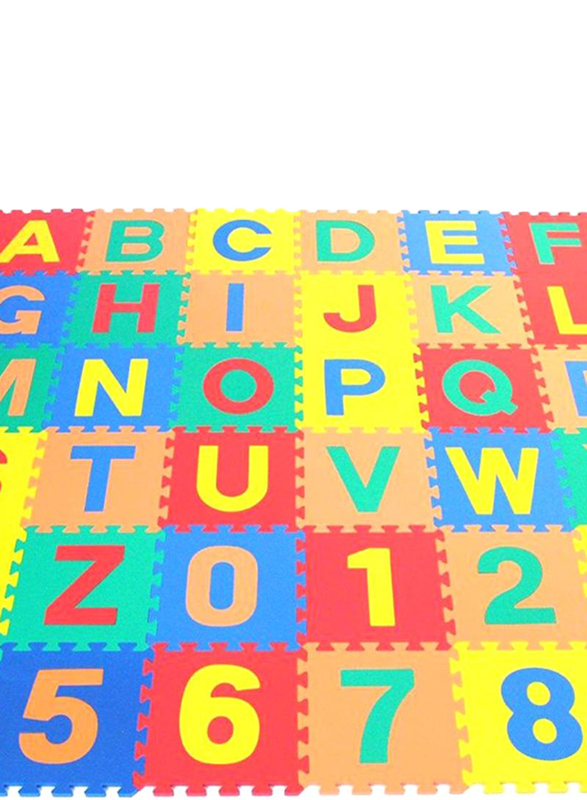 Rainbow Toys 36-Piece Set Number and Alphabet Puzzles Foam Play Mat, Multicolor