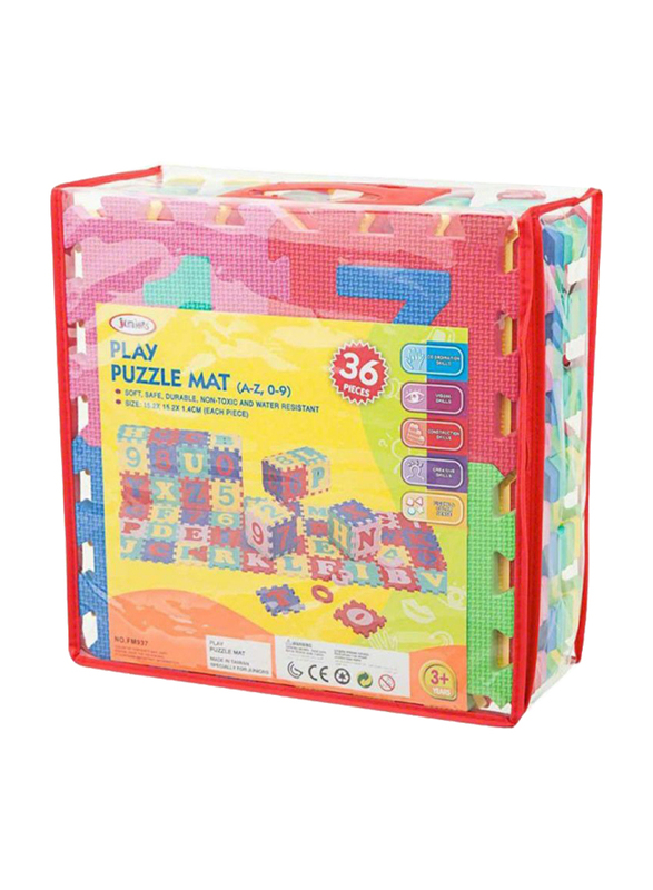Rainbow Toys 36-Piece Alphabet and Number Puzzle Rubber Mat Set, Multicolor