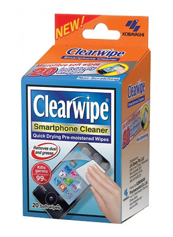 Clearwipe Smartphone Cleaner, 20 Wipes, White