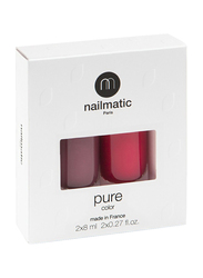 Nailmatic 2-Piece Pure Color Nail Polish Duo Set, 16ml, Misha Plum Brown/Paloma Intense Raspberry, Multicolor
