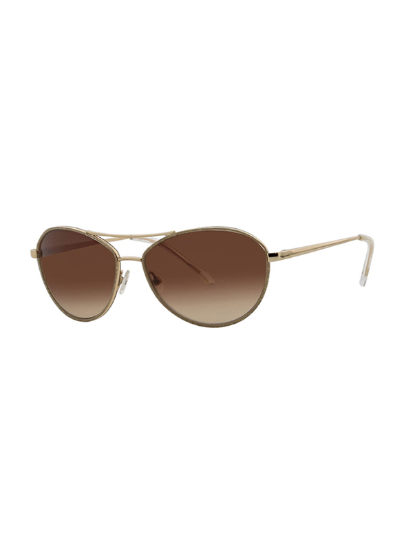 Badgley Mischka Caroline Full Rim Aviator Gold Sunglasses for Women, Brown Lens, 57/15/140