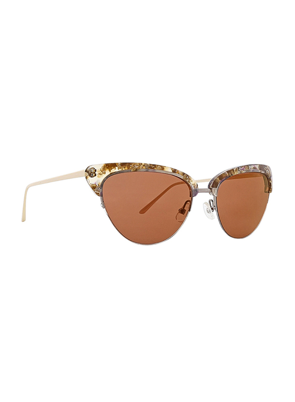 Badgley Mischka Janae Full Rim Cat Eye Rose Gold Sunglasses for Women, Brown Lens, 55/18/135