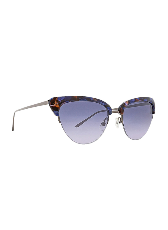 Badgley Mischka Janae Full Rim Cat Eye Sapphire Blue Sunglasses for Women, Blue Lens, 55/18/135