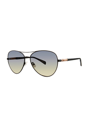 Badgley Mischka Melina Full Rim Aviator Black Sunglasses for Women, Black Lens, 59/15/140