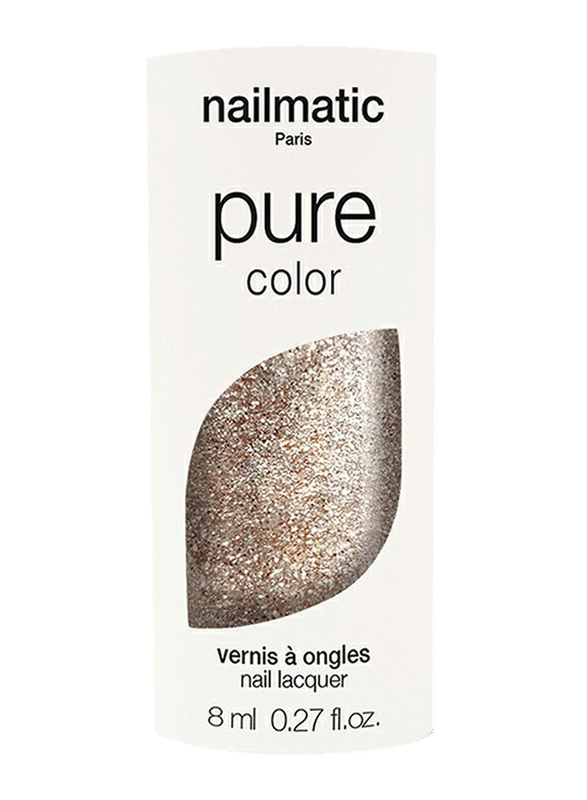 Nailmatic Pure Color Plant-Based Nail Polish, 8ml, Lucia Gold Glitter
